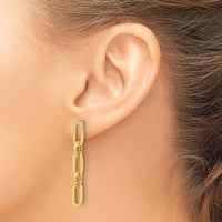 14K Yellow Gold Polished Chain Link Drop Dangle Earrings - Elegant Textured Design by 0
