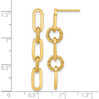 14K Yellow Gold Polished Chain Link Drop Dangle Earrings - Elegant Textured Design by 0