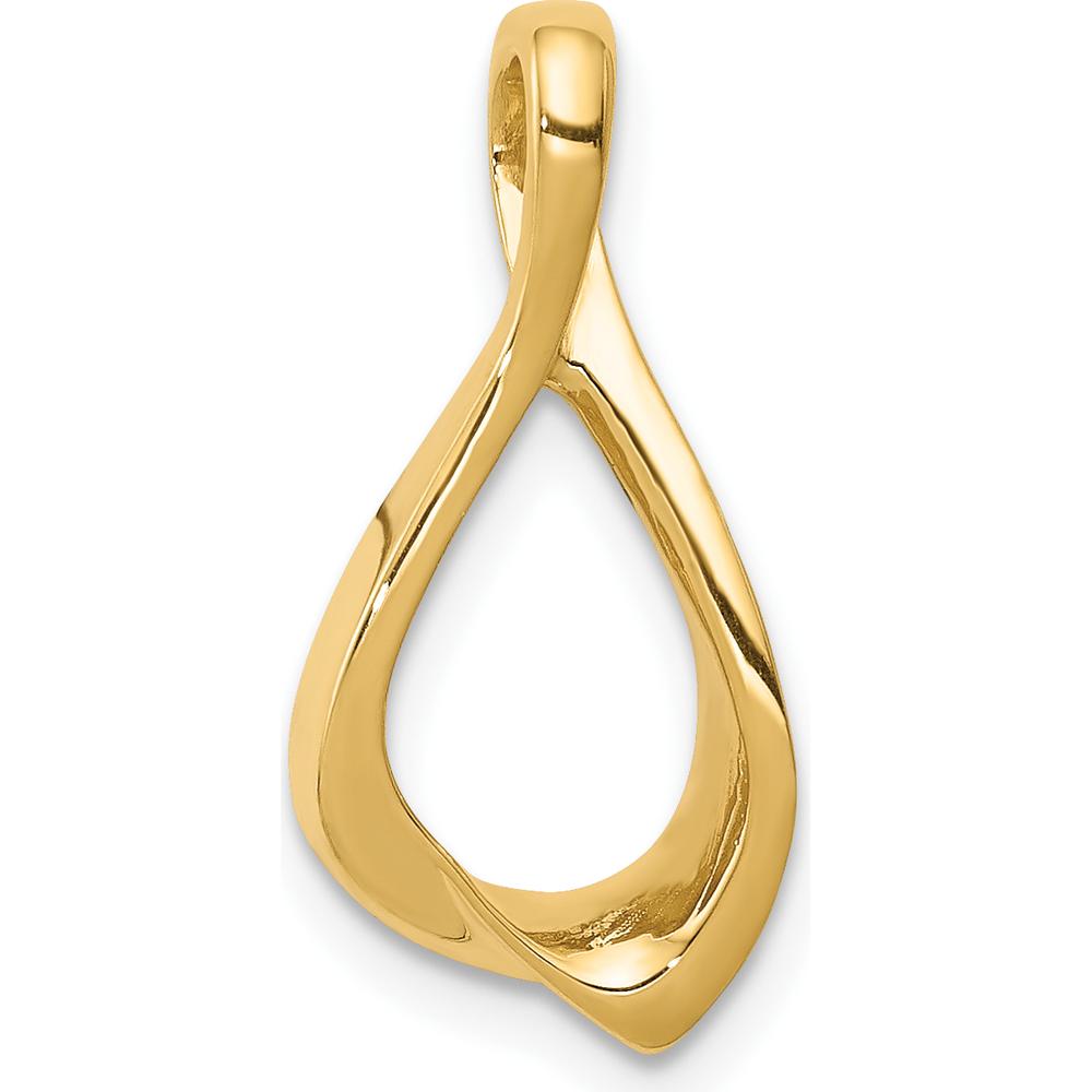14K Yellow Gold Polished Chain Slide Pendant - Elegant Minimalist Design by 0