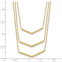 14K Yellow Gold Polished Chevron Bar 3-Strand Bib Necklace with 2" Extender by 0