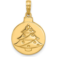 14K Yellow Gold Polished Christmas Tree Pendant Ornament by Oro Pregiato