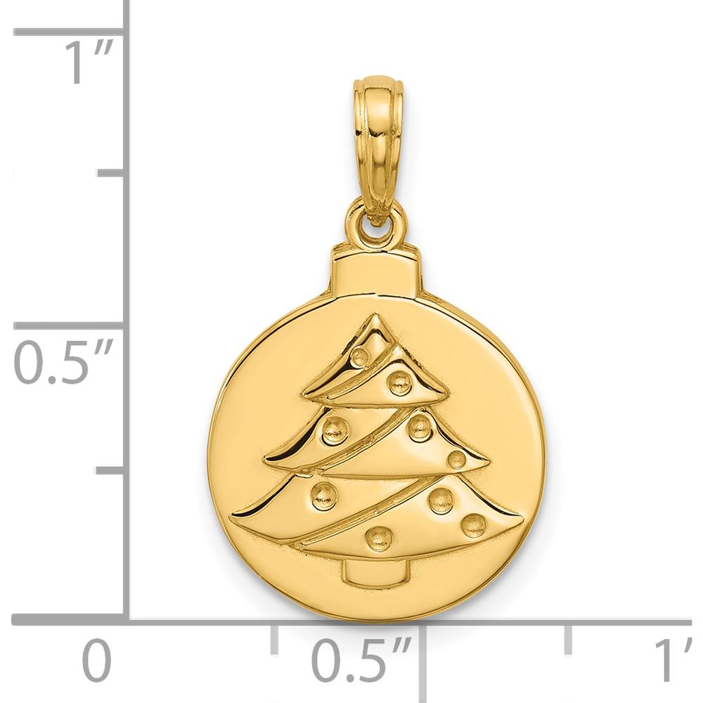 14K Yellow Gold Polished Christmas Tree Pendant Ornament by Oro Pregiato