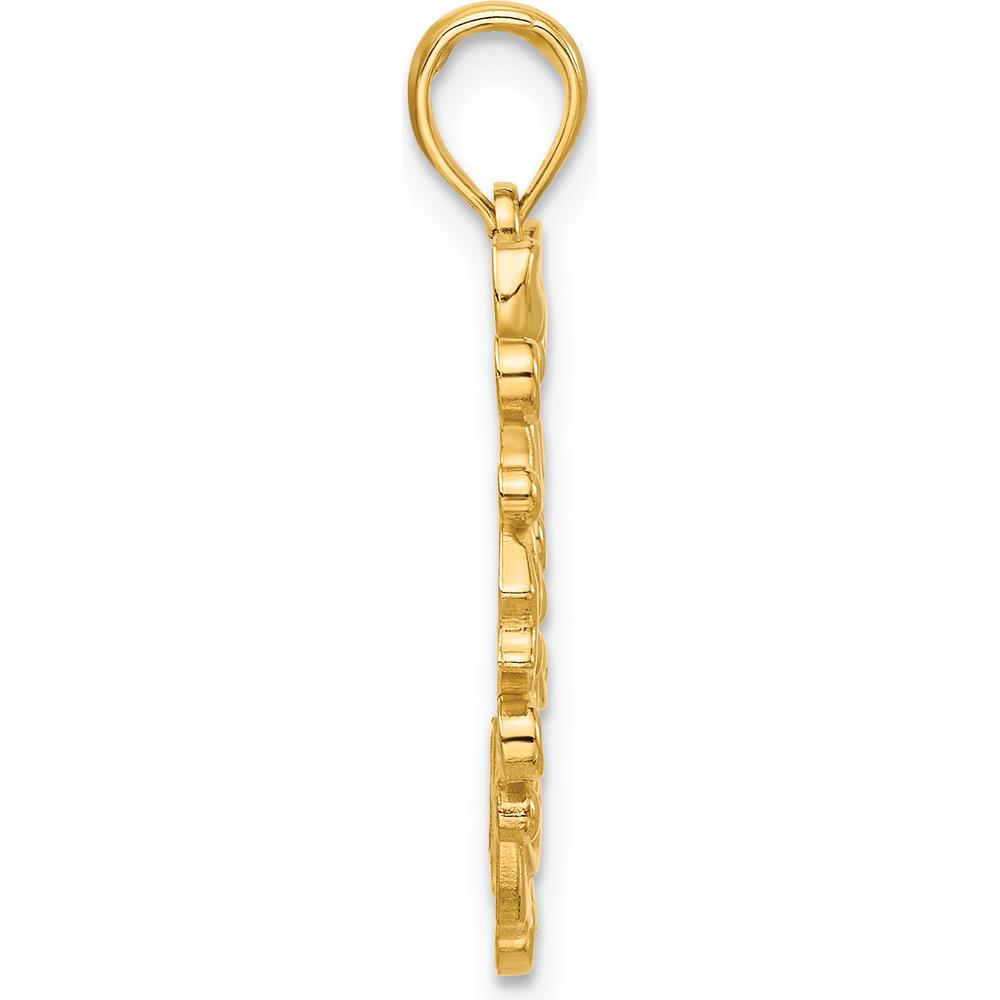 14K Yellow Gold Polished Christmas Wreath Pendant - 22mm Length by Oro Pregiato