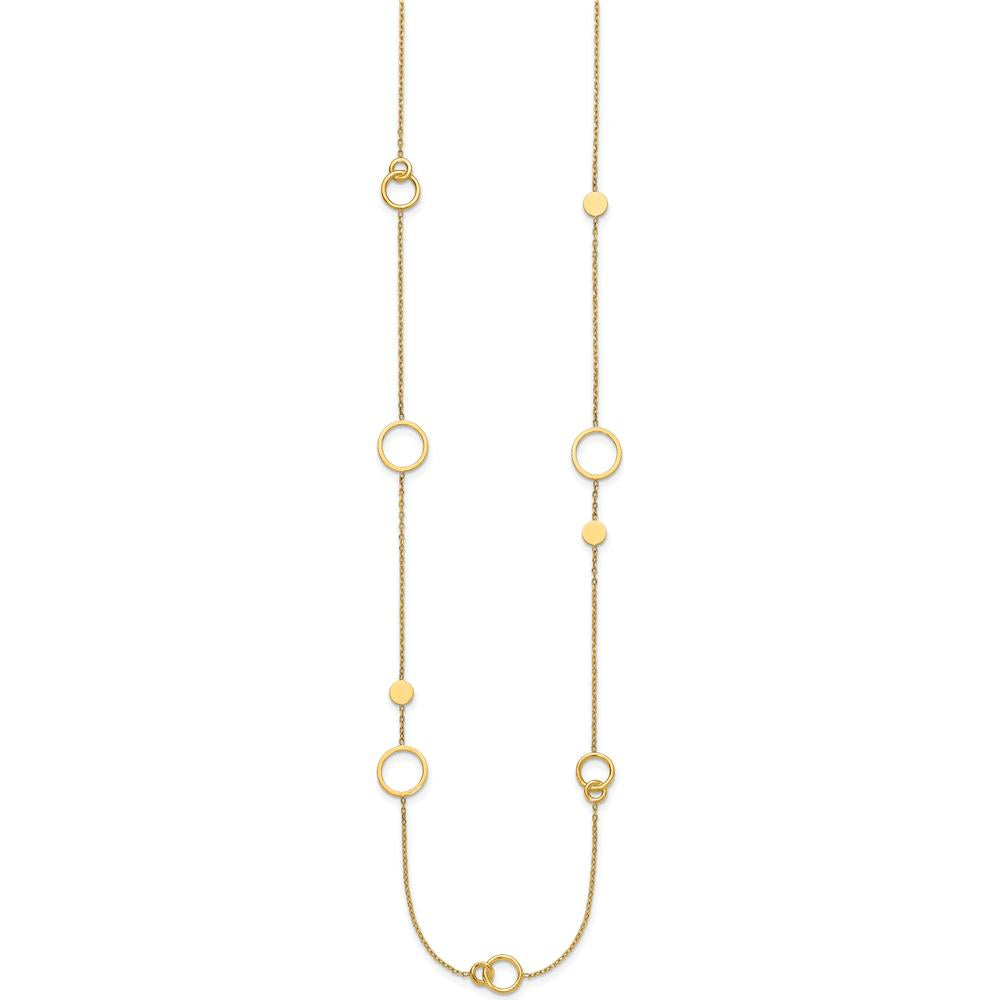 14K Yellow Gold Polished Circle and Chain Pattern 25.5" Necklace by 0