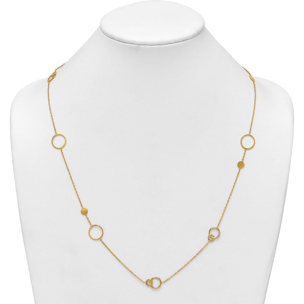 14K Yellow Gold Polished Circle and Chain Pattern 25.5" Necklace by 0