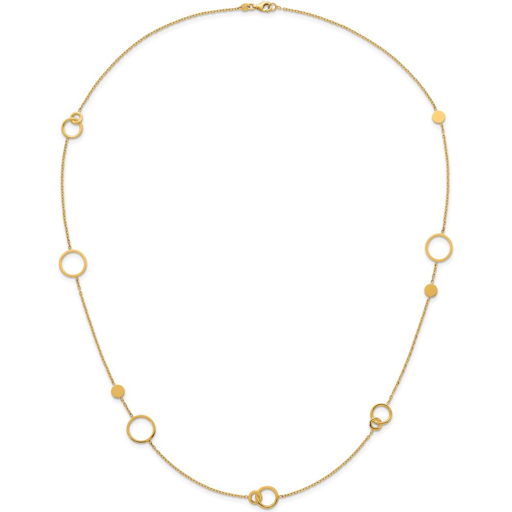 14K Yellow Gold Polished Circle and Chain Pattern 25.5" Necklace by 0