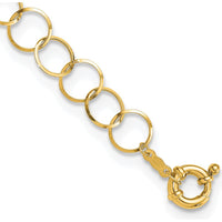 14K Yellow Gold Polished Circle Chain Bracelet - 7.5 inches by 0