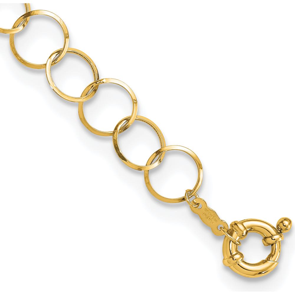 14K Yellow Gold Polished Circle Chain Bracelet - 7.5 inches by 0