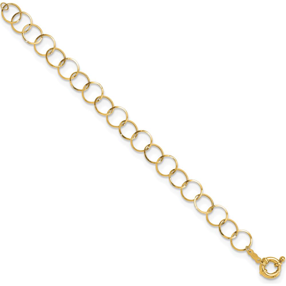 14K Yellow Gold Polished Circle Chain Bracelet - 7.5 inches by 0