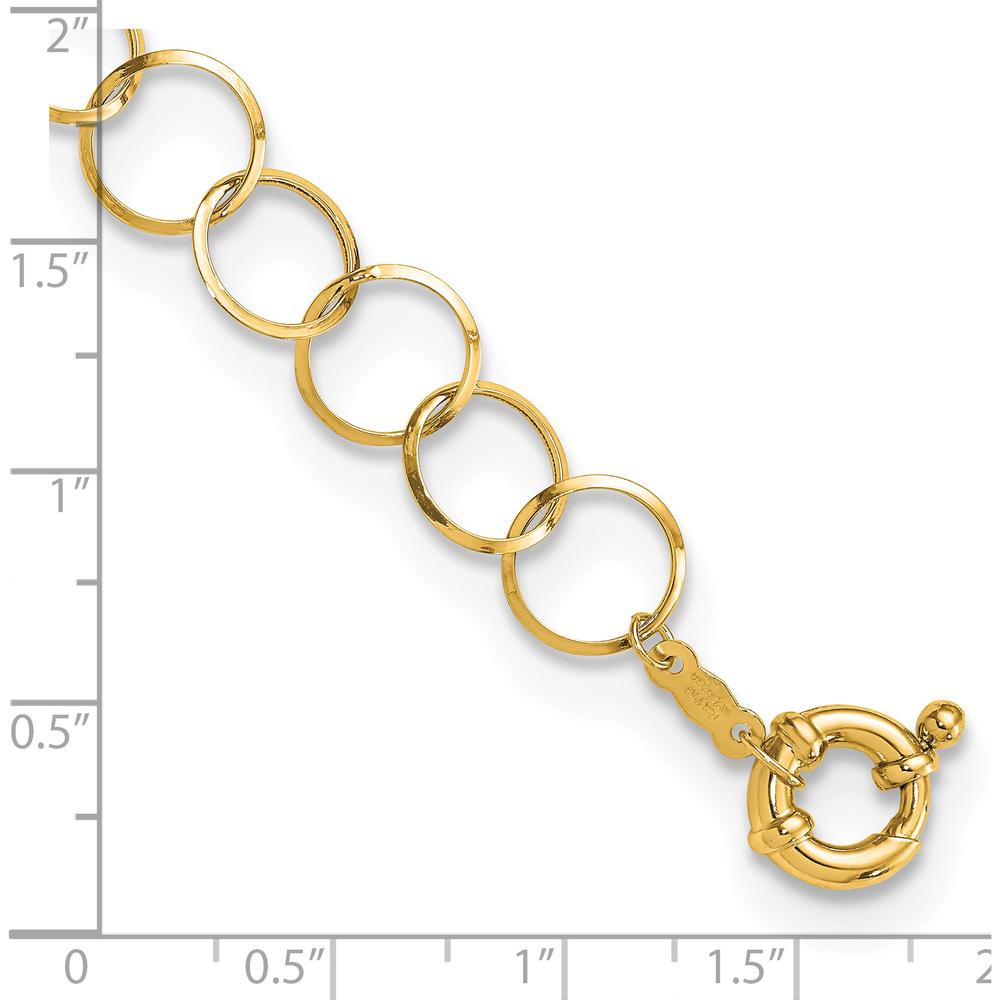 14K Yellow Gold Polished Circle Chain Bracelet - 7.5 inches by 0