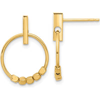 14K Yellow Gold Polished Circle Dangle Earrings - 19.7mm Length by 0