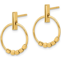 14K Yellow Gold Polished Circle Dangle Earrings - 19.7mm Length by 0