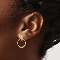 14K Yellow Gold Polished Circle Dangle Earrings - 19.7mm Length by 0