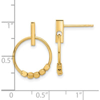 14K Yellow Gold Polished Circle Dangle Earrings - 19.7mm Length by 0