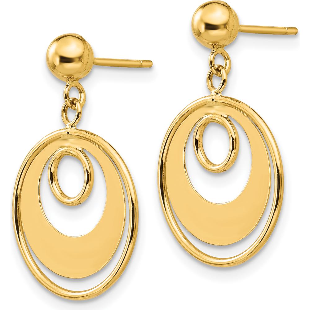 14K Yellow Gold Polished Circle Drop Earrings - 19mm Length by Oro Pregiato