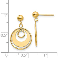 14K Yellow Gold Polished Circle Drop Earrings - 19mm Length by Oro Pregiato