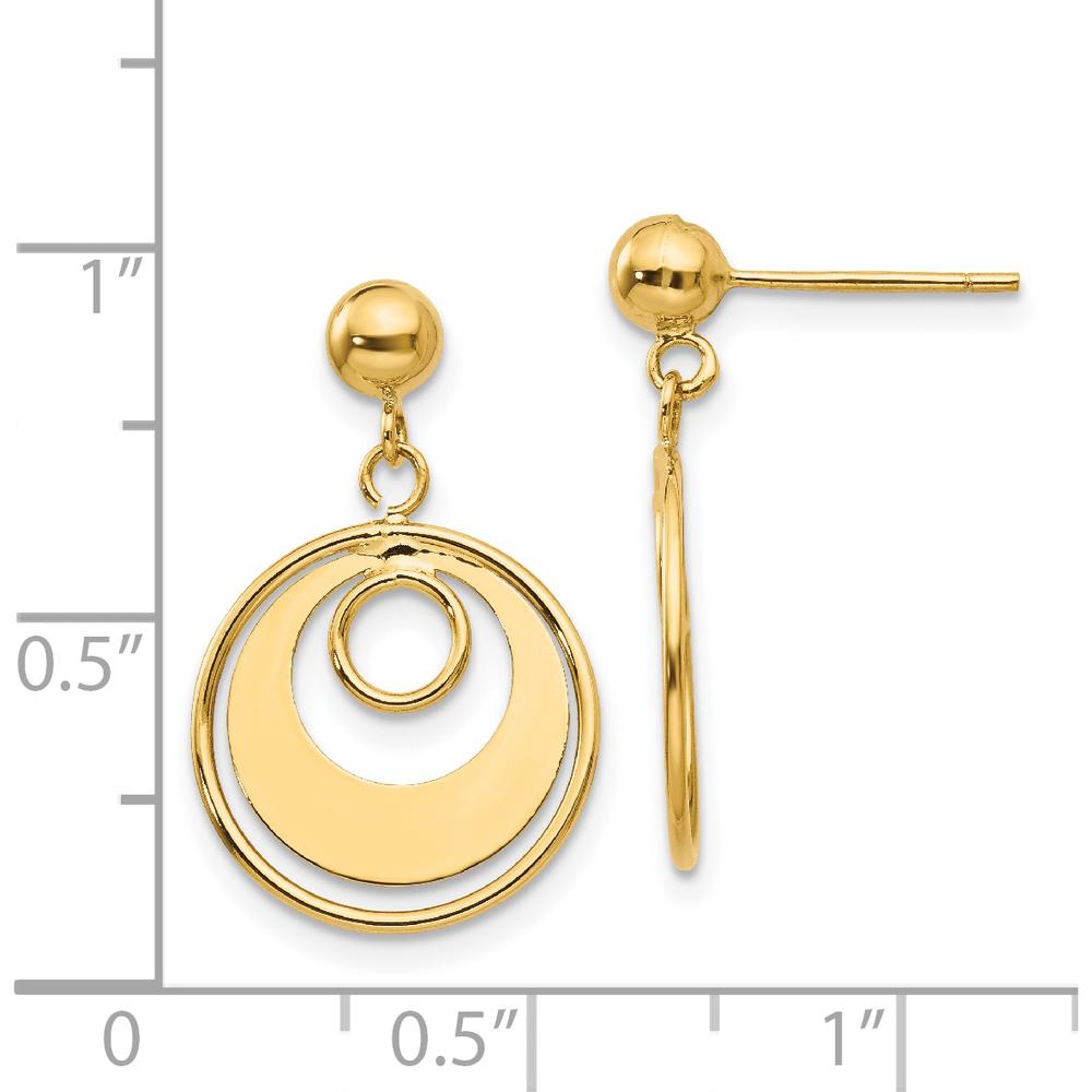 14K Yellow Gold Polished Circle Drop Earrings - 19mm Length by Oro Pregiato