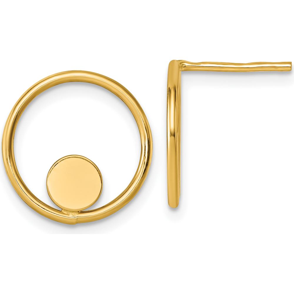 14K Yellow Gold Polished Circle in Circle Post Earrings by 0