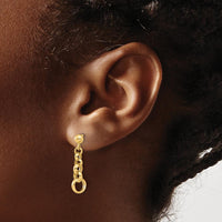 14K Yellow Gold Polished Circle Link Drop Earrings - 24.5mm Length by 0