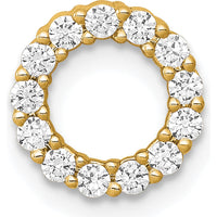 14K Yellow Gold Polished Circle Pendant with 13 Round Natural Diamonds - 0.26 Carat Total Diamond Weight by Oro Pregiato