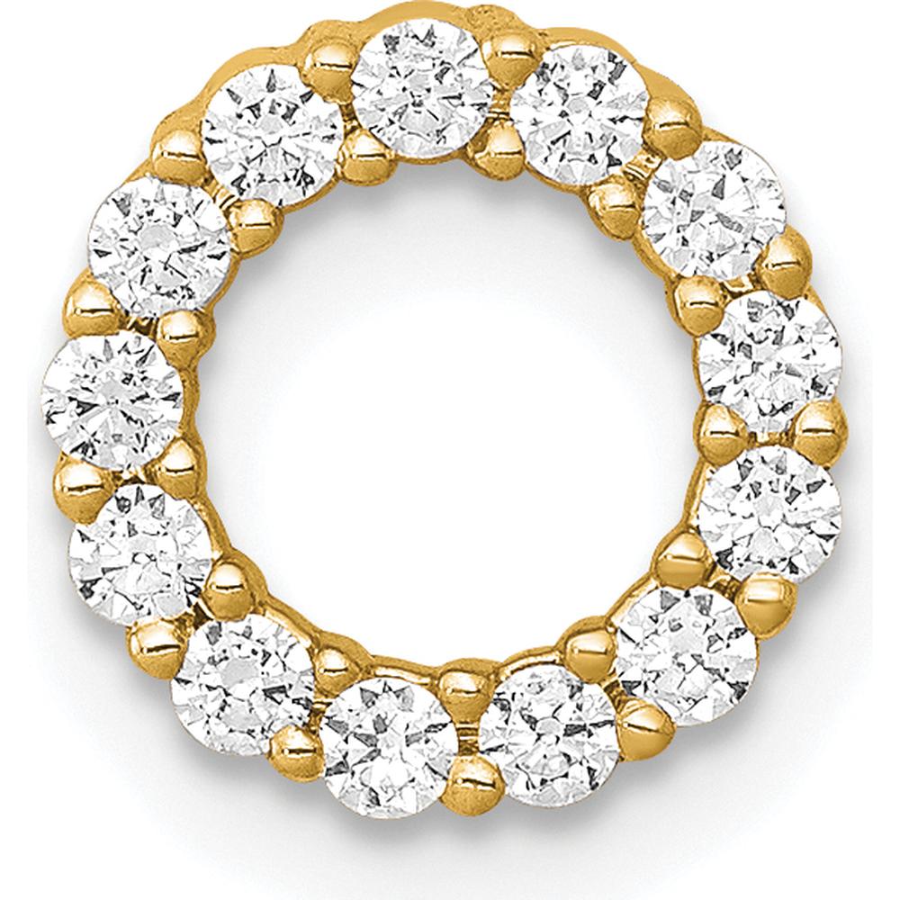 14K Yellow Gold Polished Circle Pendant with 13 Round Natural Diamonds - 0.26 Carat Total Diamond Weight by Oro Pregiato