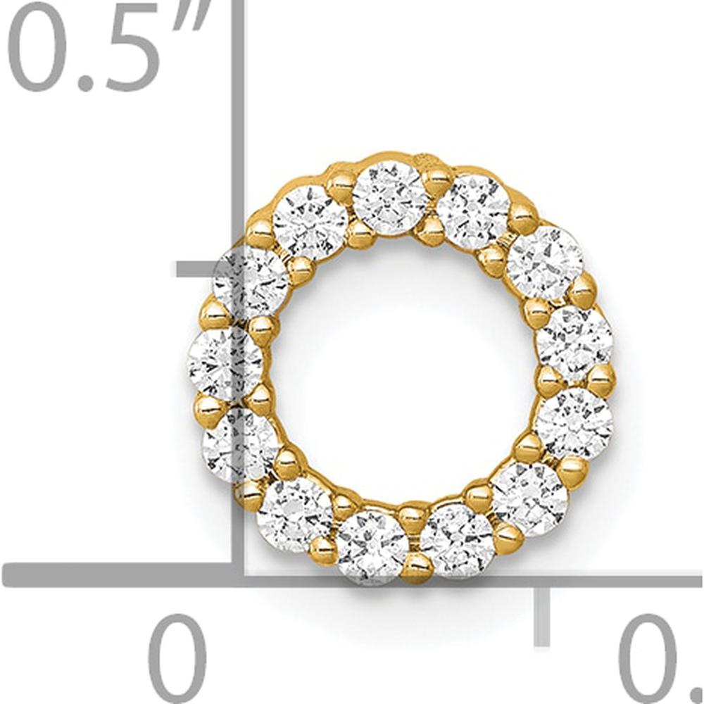 14K Yellow Gold Polished Circle Pendant with 13 Round Natural Diamonds - 0.26 Carat Total Diamond Weight by Oro Pregiato