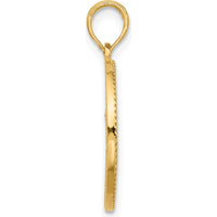 14K Yellow Gold Polished Circle Pendant with Tree Charm - 25.2mm Length by Oro Pregiato