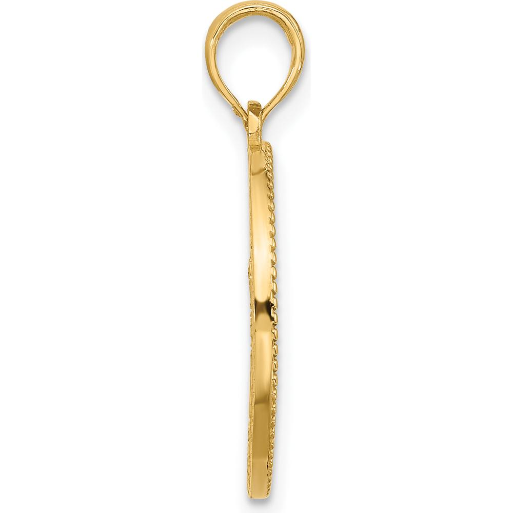 14K Yellow Gold Polished Circle Pendant with Tree Charm - 25.2mm Length by Oro Pregiato