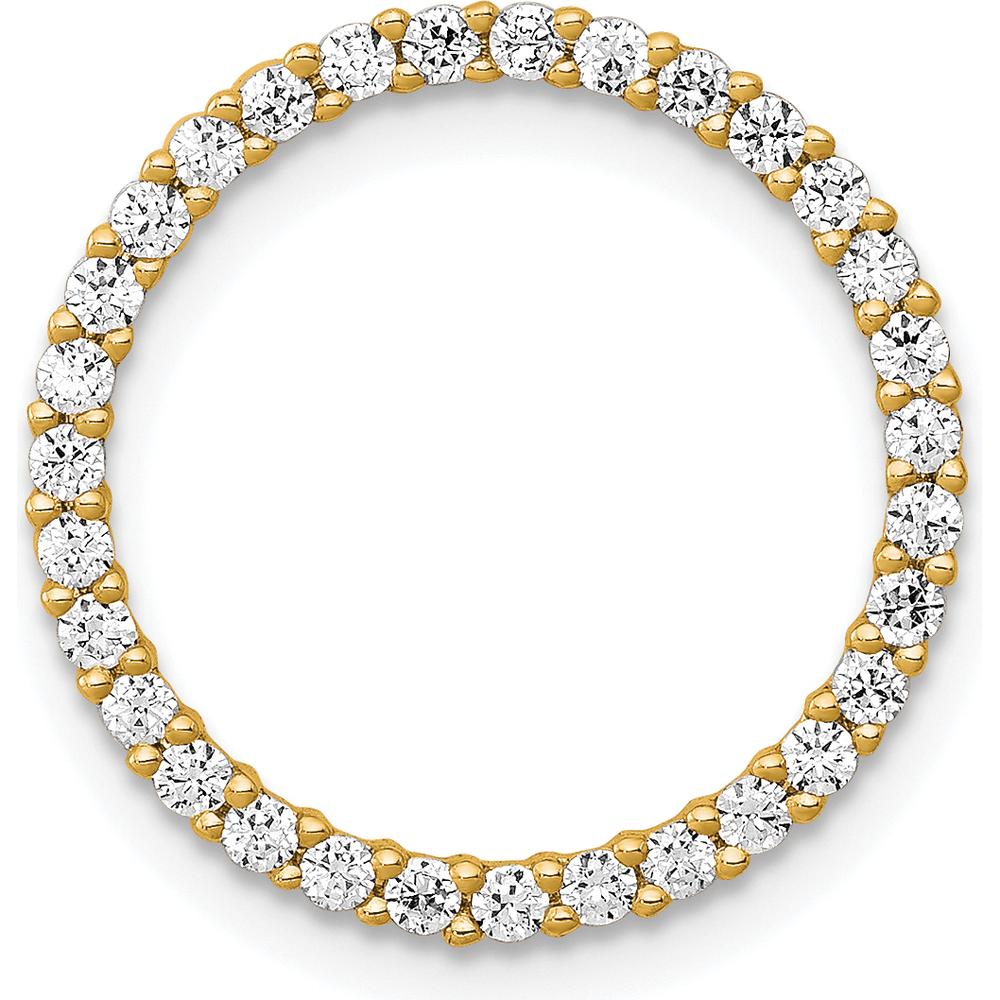 14K Yellow Gold Polished Circle Slide Pendant with Round Diamonds - 0.37 Carat Total Diamond Weight by Oro Pregiato