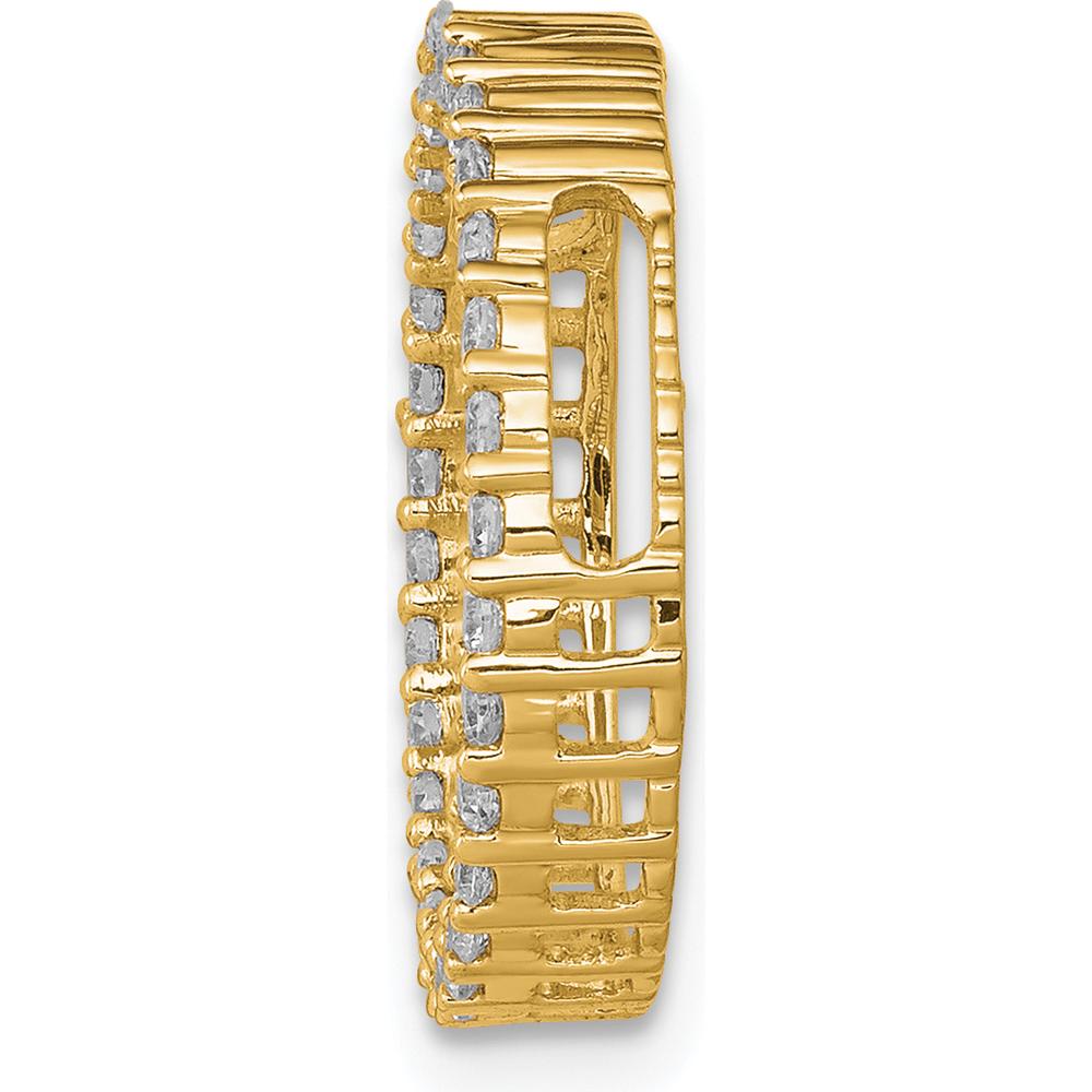 14K Yellow Gold Polished Circle Slide Pendant with Round Diamonds - 0.37 Carat Total Diamond Weight by Oro Pregiato