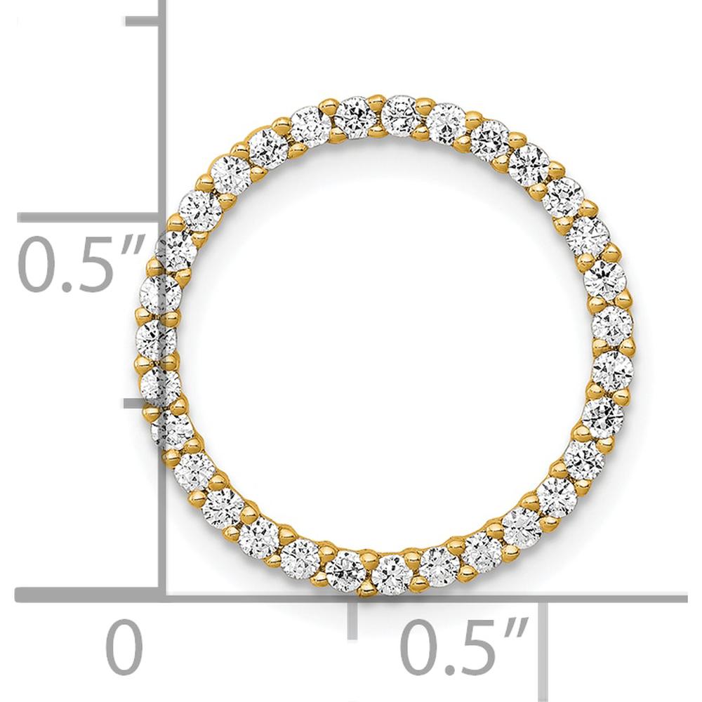 14K Yellow Gold Polished Circle Slide Pendant with Round Diamonds - 0.37 Carat Total Diamond Weight by Oro Pregiato