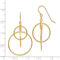 14K Yellow Gold Polished Circles Dangle Earrings - Bold Geometric Design by 0