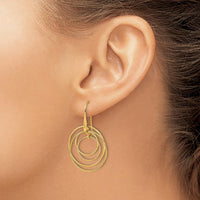 14K Yellow Gold Polished Circles Dangle Earrings - Elegant Drop Design by 0