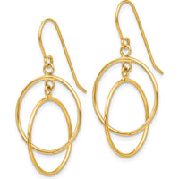 14K Yellow Gold Polished Circles Dangle Earrings - Elegant Drop Design by 0