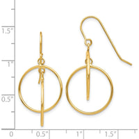 14K Yellow Gold Polished Circles Dangle Earrings - Elegant Drop Design by 0