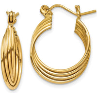14K Yellow Gold Polished Circles Large Hoop Earrings - Elegant & Timeless Design by 0