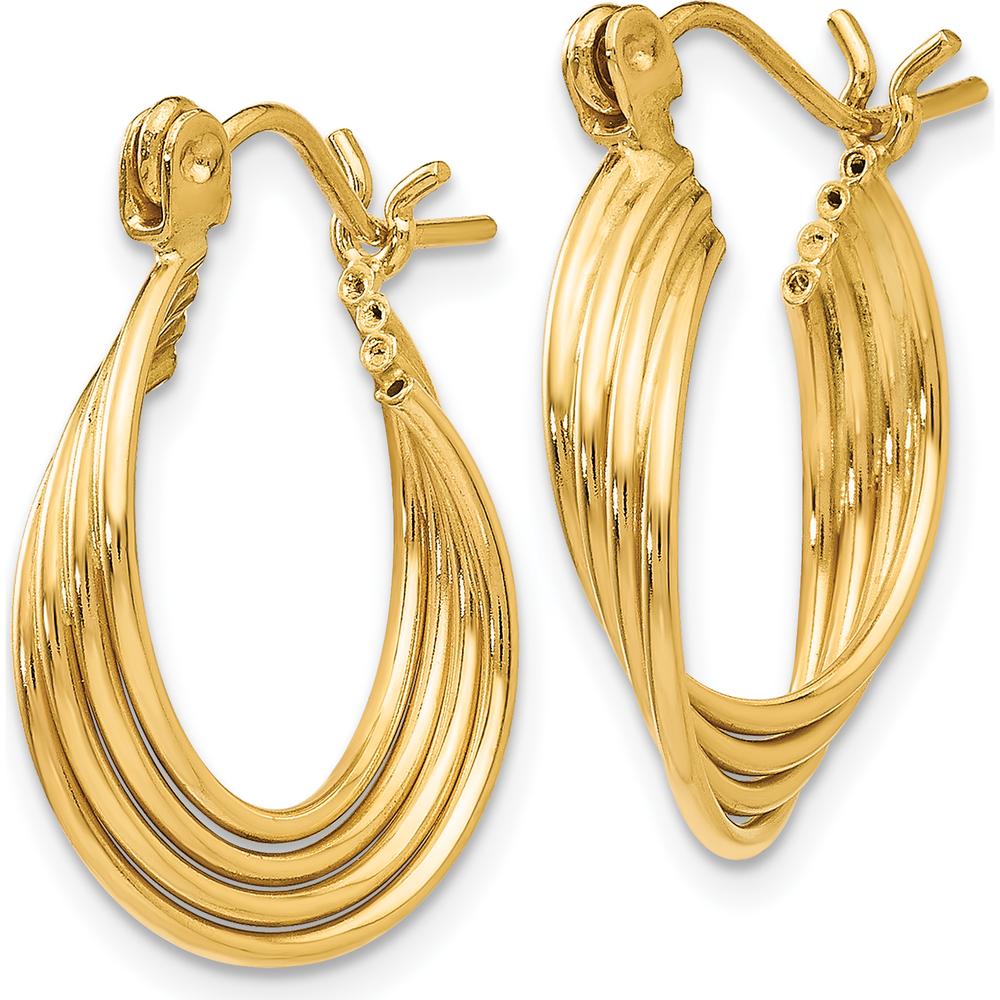 14K Yellow Gold Polished Circles Large Hoop Earrings - Elegant & Timeless Design by 0