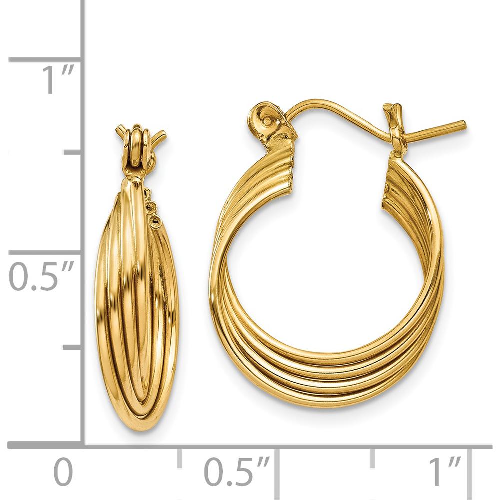 14K Yellow Gold Polished Circles Large Hoop Earrings - Elegant & Timeless Design by 0