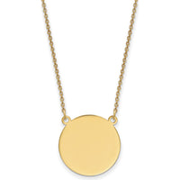 14K Yellow Gold Polished Circular Engravable Disc Pendant Necklace - 18in by Oro Pregiato