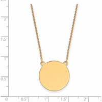14K Yellow Gold Polished Circular Engravable Disc Pendant Necklace - 18in by Oro Pregiato