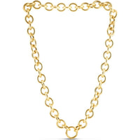 14K Yellow Gold Polished Circular Link Chain with Push-In Clasp - 7.5" Bracelet by Orozza Fine Jewelry
