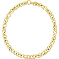 14K Yellow Gold Polished Circular Link Chain with Push-In Clasp - 7.5" Bracelet by Orozza Fine Jewelry
