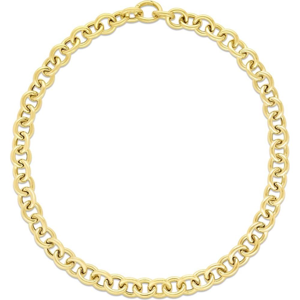 14K Yellow Gold Polished Circular Link Chain with Push-In Clasp - 7.5" Bracelet by Orozza Fine Jewelry
