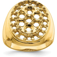 14K Yellow Gold Polished Circular Men's Diamond Ring Mounting with Prong Set Round Stones - 17 Stones Total by IBGoodman