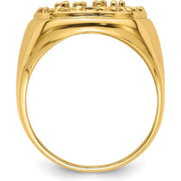 14K Yellow Gold Polished Circular Men's Diamond Ring Mounting with Prong Set Round Stones - 17 Stones Total by IBGoodman
