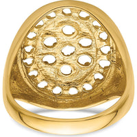 14K Yellow Gold Polished Circular Men's Diamond Ring Mounting with Prong Set Round Stones - 17 Stones Total by IBGoodman