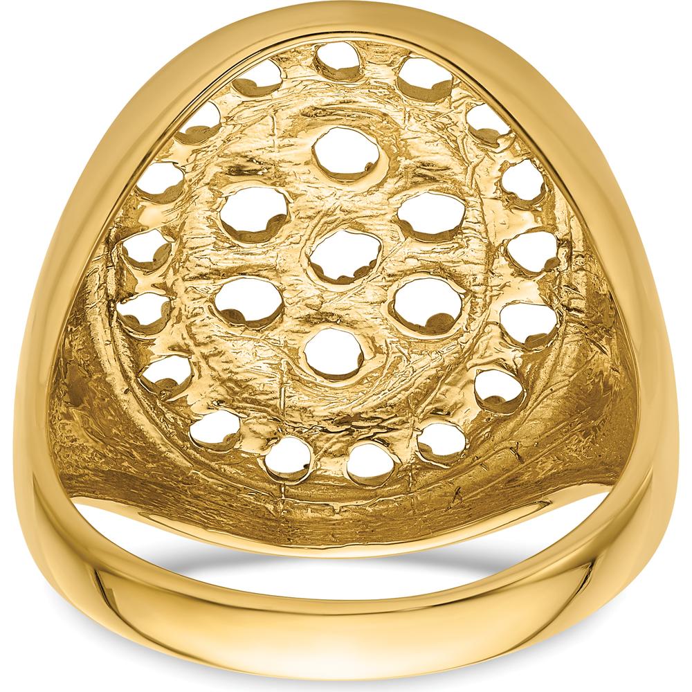 14K Yellow Gold Polished Circular Men's Diamond Ring Mounting with Prong Set Round Stones - 17 Stones Total by IBGoodman