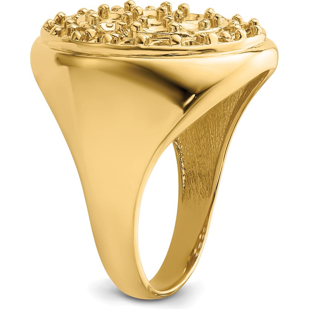 14K Yellow Gold Polished Circular Men's Diamond Ring Mounting with Prong Set Round Stones - 17 Stones Total by IBGoodman