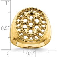 14K Yellow Gold Polished Circular Men's Diamond Ring Mounting with Prong Set Round Stones - 17 Stones Total by IBGoodman
