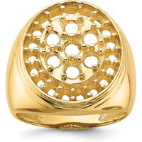 14K Yellow Gold Polished Circular Top Men's Diamond Ring Mounting - 3 Carat Total Diamond Weight by IBGoodman